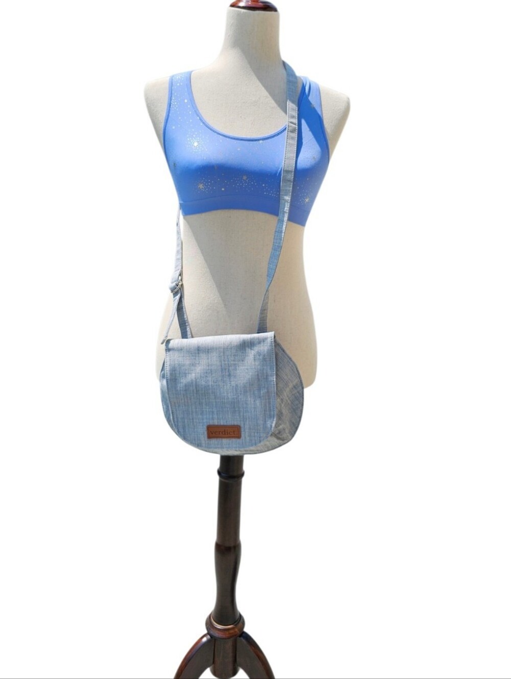 Verdict Light Blue Crossbody Shoulder Bag Adjustable Stap